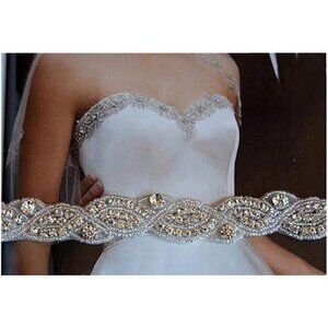 Rhinestone Applique Silver Bridal Sash Wedding Dress Belt Sash Rhinestone Belt